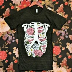 Wicked Clothes Bones Floral Rib Cage Shirt